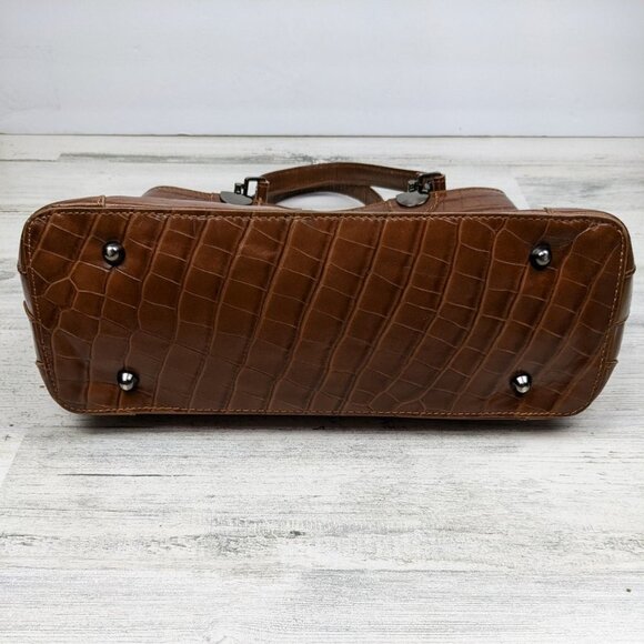 DIVINA FIRENZE Croc-Embossed Leather Top Handle Crossbody Bag - Picture 9 of 10
